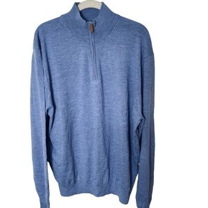 NEW Collars & Co Blue Australian Merino Quarter Zip Sweater XXL
